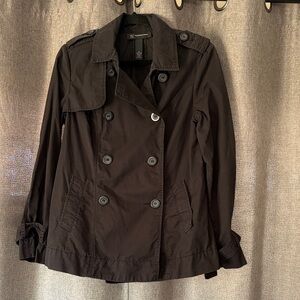 I.N.C International Concepts Black Double-Breasted Trench Coat
